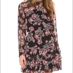 Bb Dakota black and pink floral high neck dress